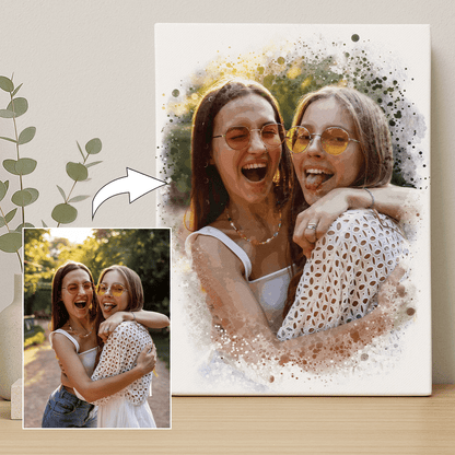 Watercolor Friends - portret na płótnie dla przyjaciółki - Emmygift.pl