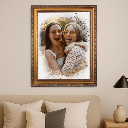 Watercolor Friends - portret na płótnie dla przyjaciółki - Emmygift.pl