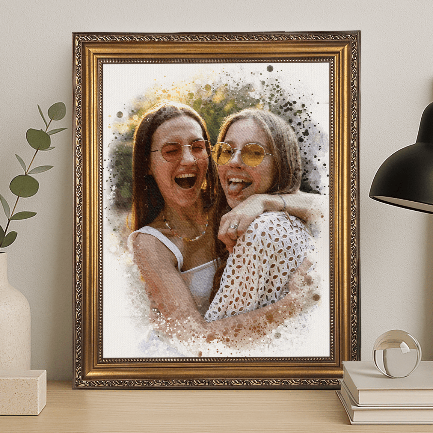 Watercolor Friends - portret na płótnie dla przyjaciółki - Emmygift.pl