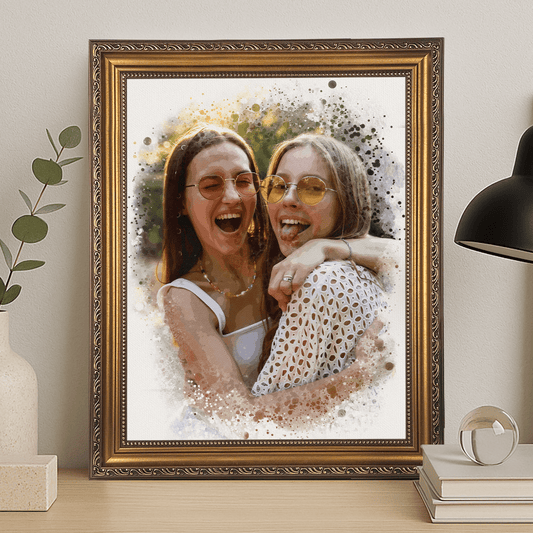 Watercolor Friends - portret na płótnie dla przyjaciółki - Emmygift.pl