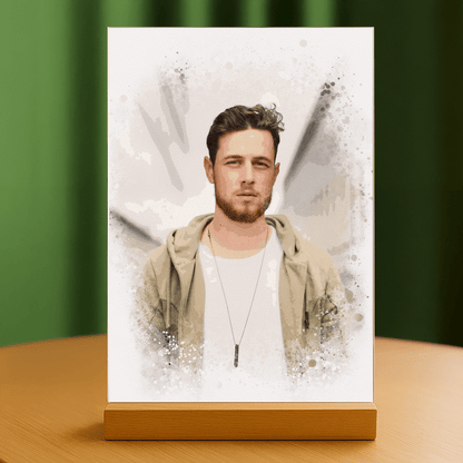 Watercolor Man - portret na szkle akrylowym dla niego - Emmygift.pl
