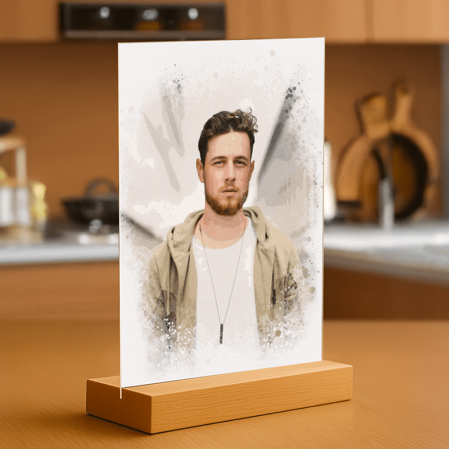 Watercolor Man - portret na szkle akrylowym dla niego - Emmygift.pl