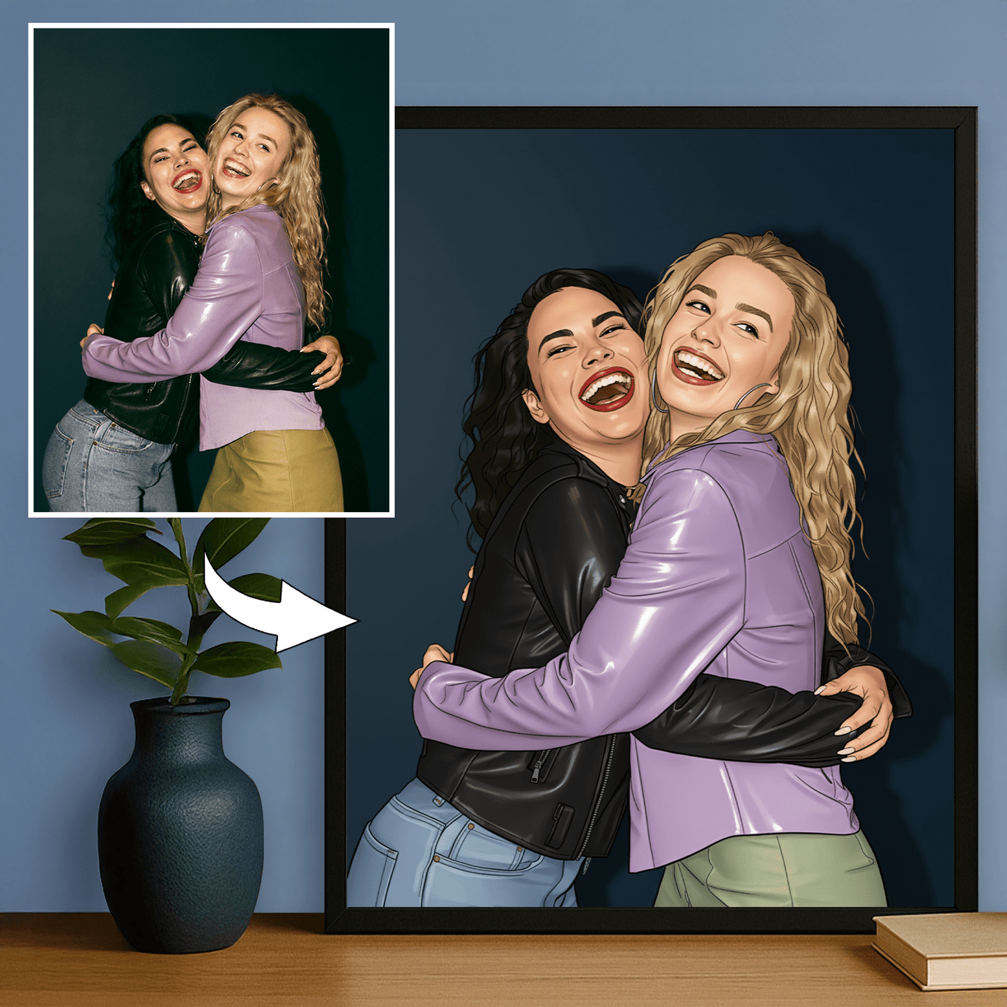 Wspólny portret przyjaciółek - portret na plakacie dla przyjaciółki - Emmygift.pl