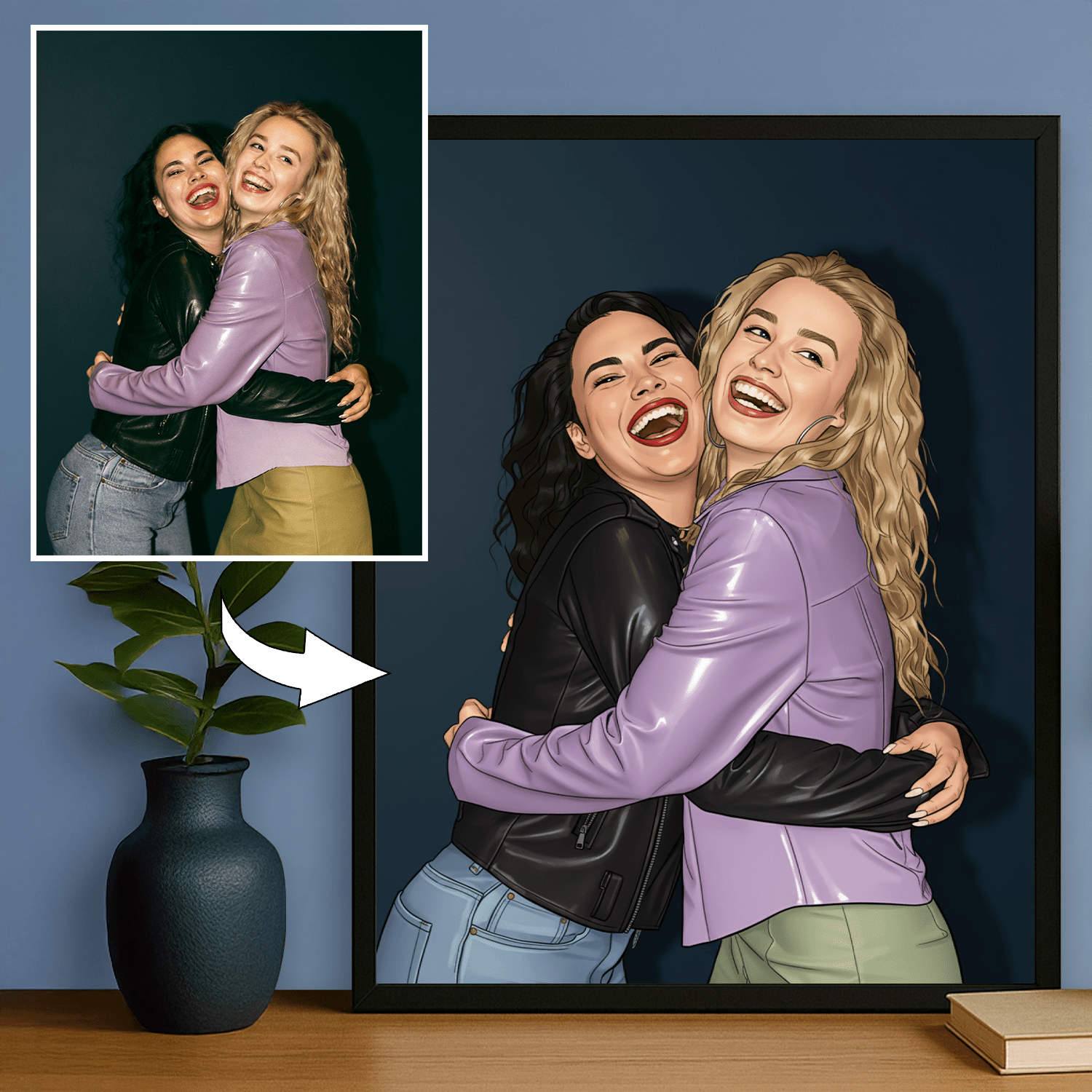 Wspólny portret przyjaciółek - portret na plakacie dla przyjaciółki - Emmygift.pl