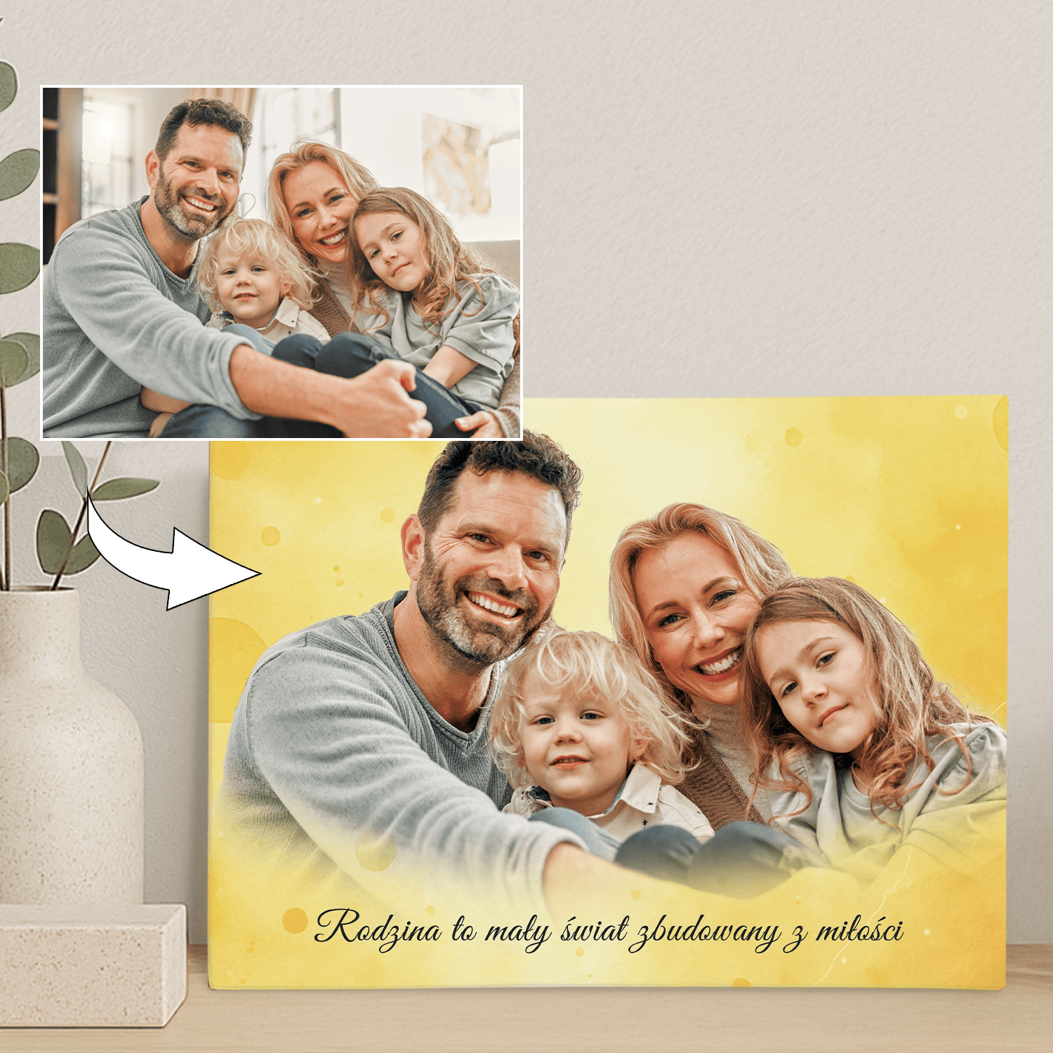 Wspólny portret rodzinny - personalizowany obraz na płótnie dla rodziców - Emmygift.pl