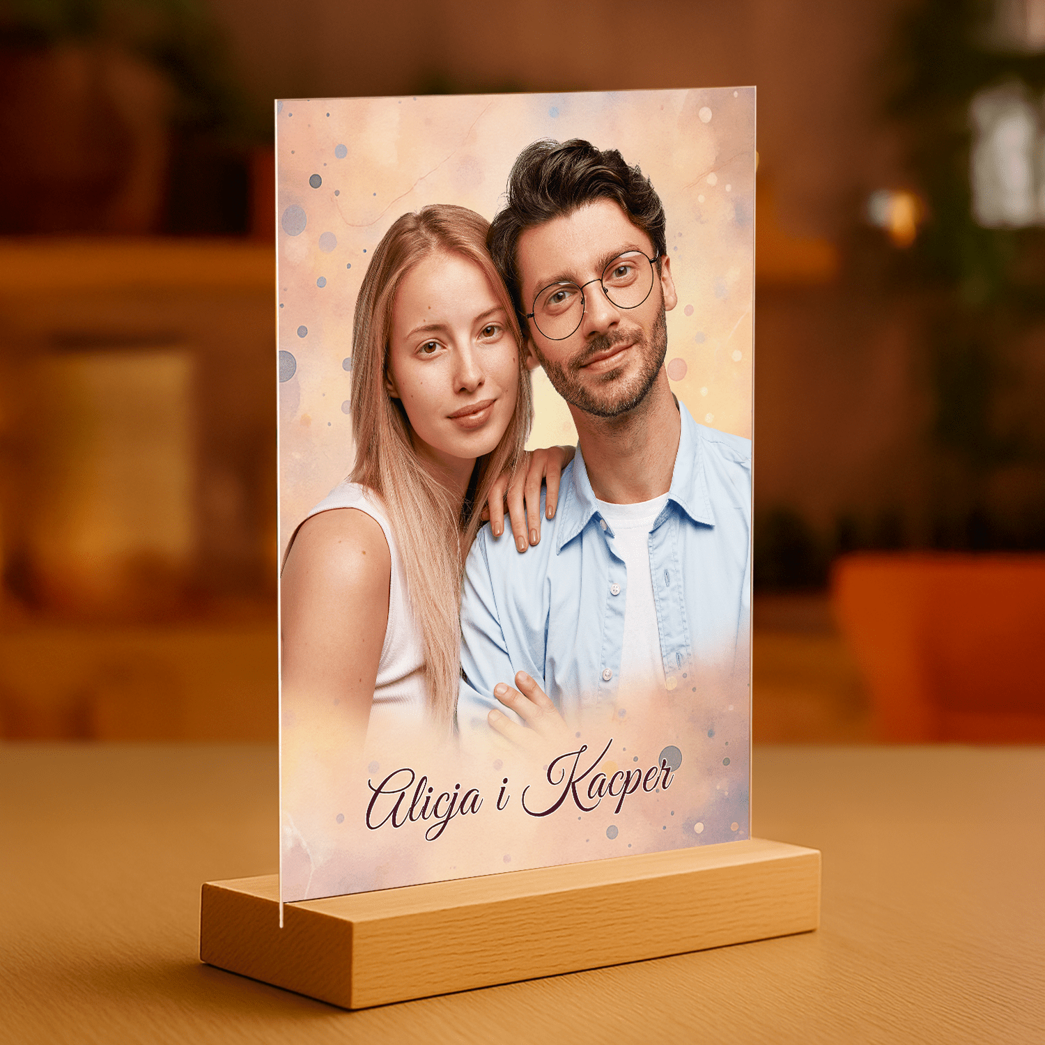 Wspólny portret zakochanych - personalizowany druk na szkle dla pary - Emmygift.pl