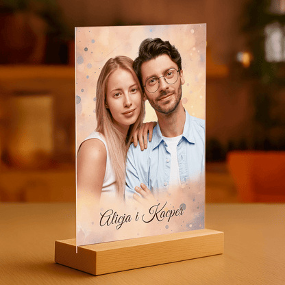 Wspólny portret zakochanych - personalizowany druk na szkle dla pary - Emmygift.pl