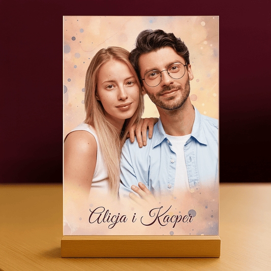 Wspólny portret zakochanych - personalizowany druk na szkle dla pary - Emmygift.pl