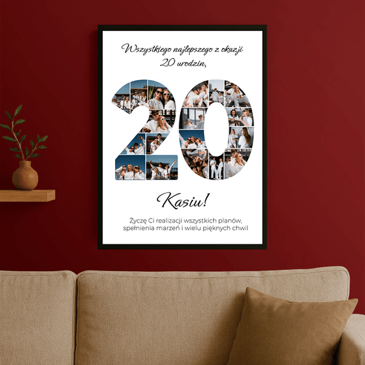 Wszystkiego najlepszego na 20 urodziny - personalizowany plakat dla niej - Emmygift.pl