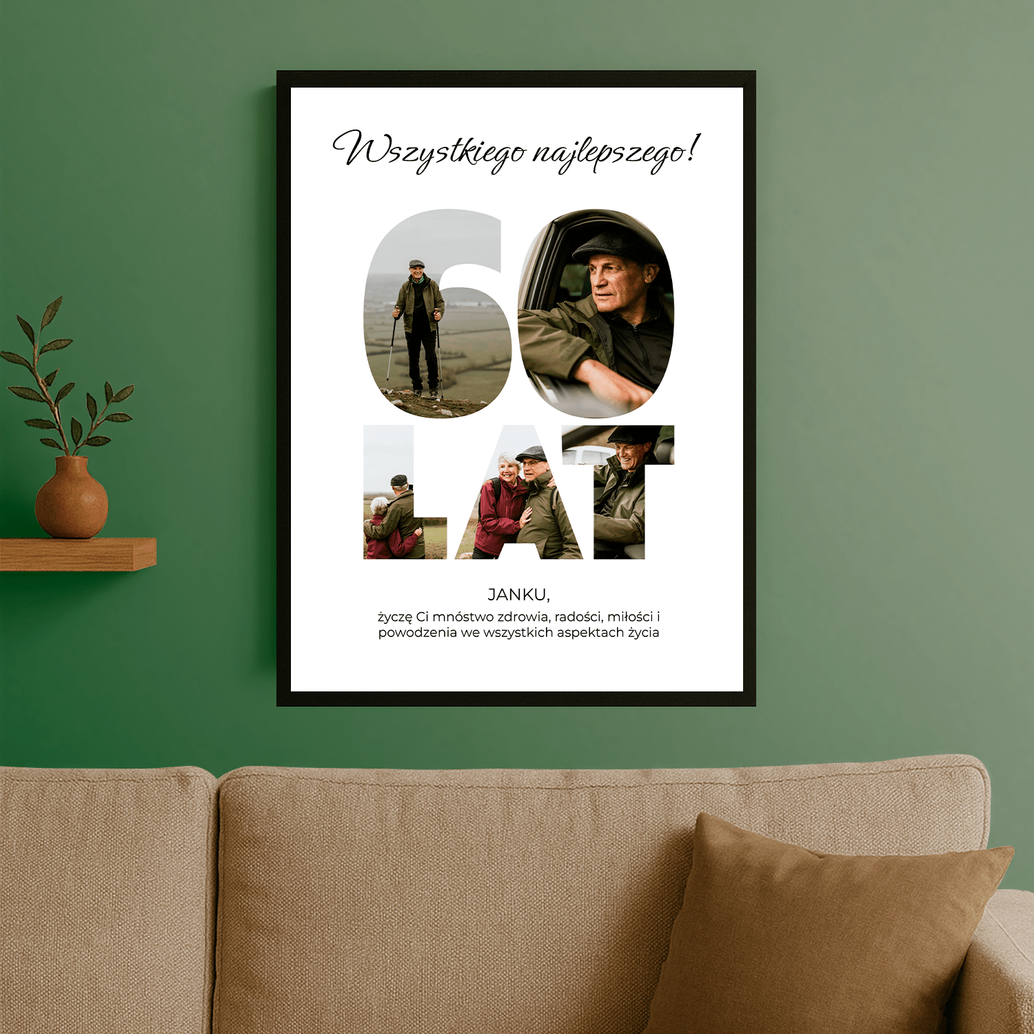 Wszystkiego najlepszego na 60. - plakat personalizowany dla mężczyzny - Emmygift.pl