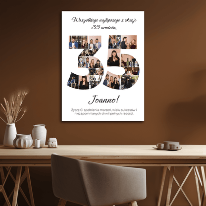Wszystkiego najlepszego z okazji 35 urodzin - personalizowany druk na płótnie dla przyjaciółki - Emmygift.pl