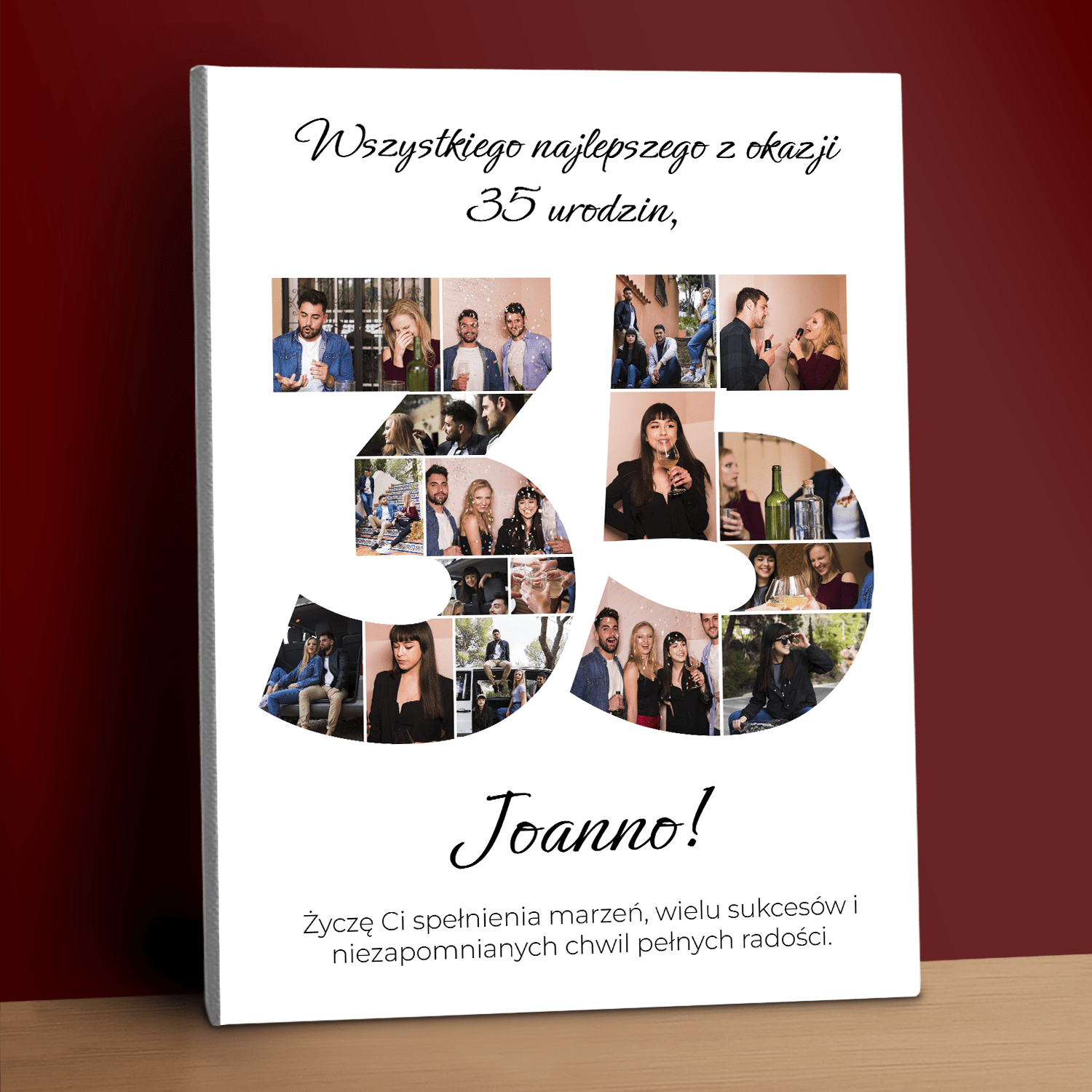 Wszystkiego najlepszego z okazji 35 urodzin - personalizowany druk na płótnie dla przyjaciółki - Emmygift.pl