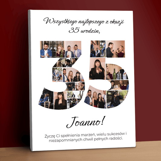 Wszystkiego najlepszego z okazji 35 urodzin - personalizowany druk na płótnie dla przyjaciółki - Emmygift.pl