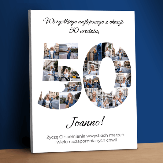 Wszystkiego najlepszego z okazji 50. - personalizowany druk na płótnie dla niej - Emmygift.pl