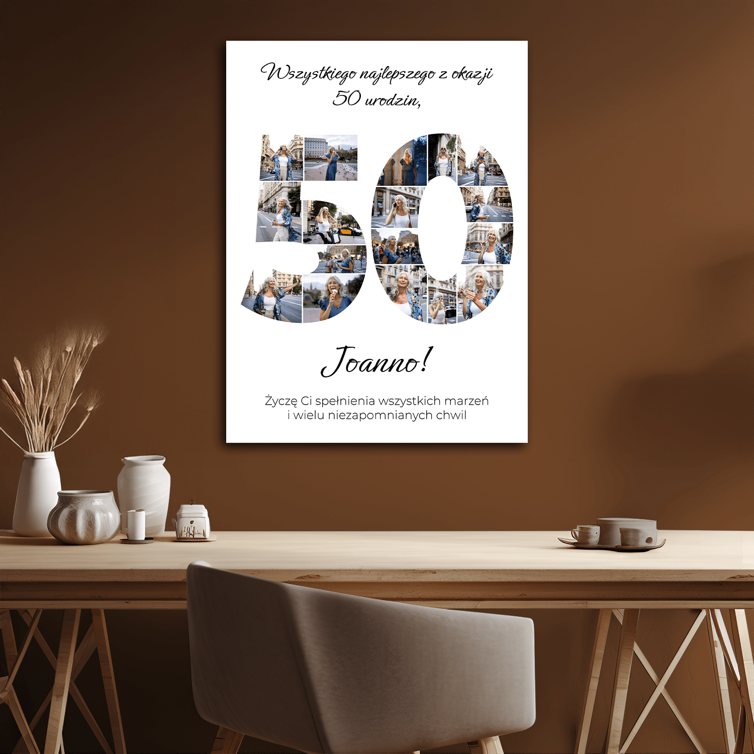 Wszystkiego najlepszego z okazji 50. - personalizowany druk na płótnie dla niej - Emmygift.pl