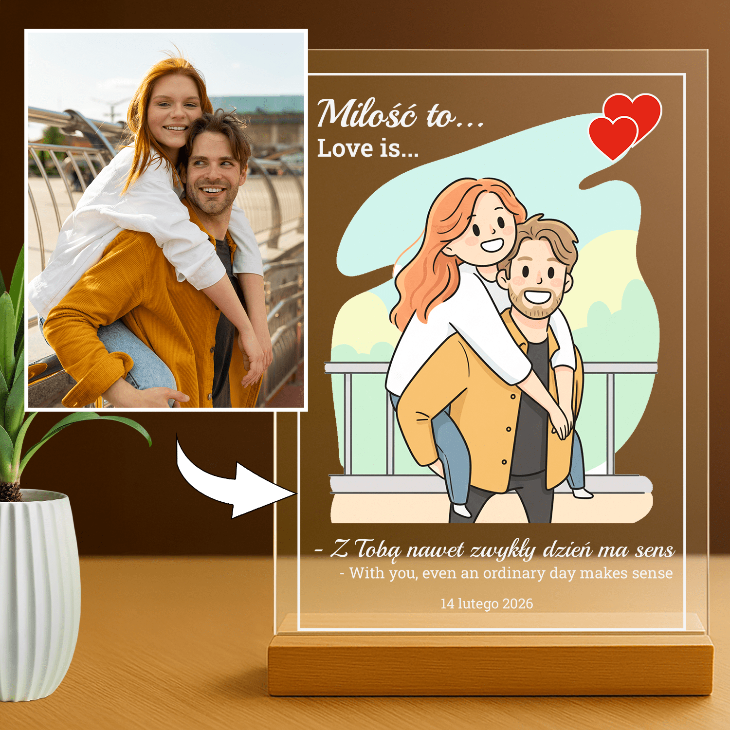 Wyjątkowa miłość - personalizowany druk na szkle dla pary - Emmygift.pl
