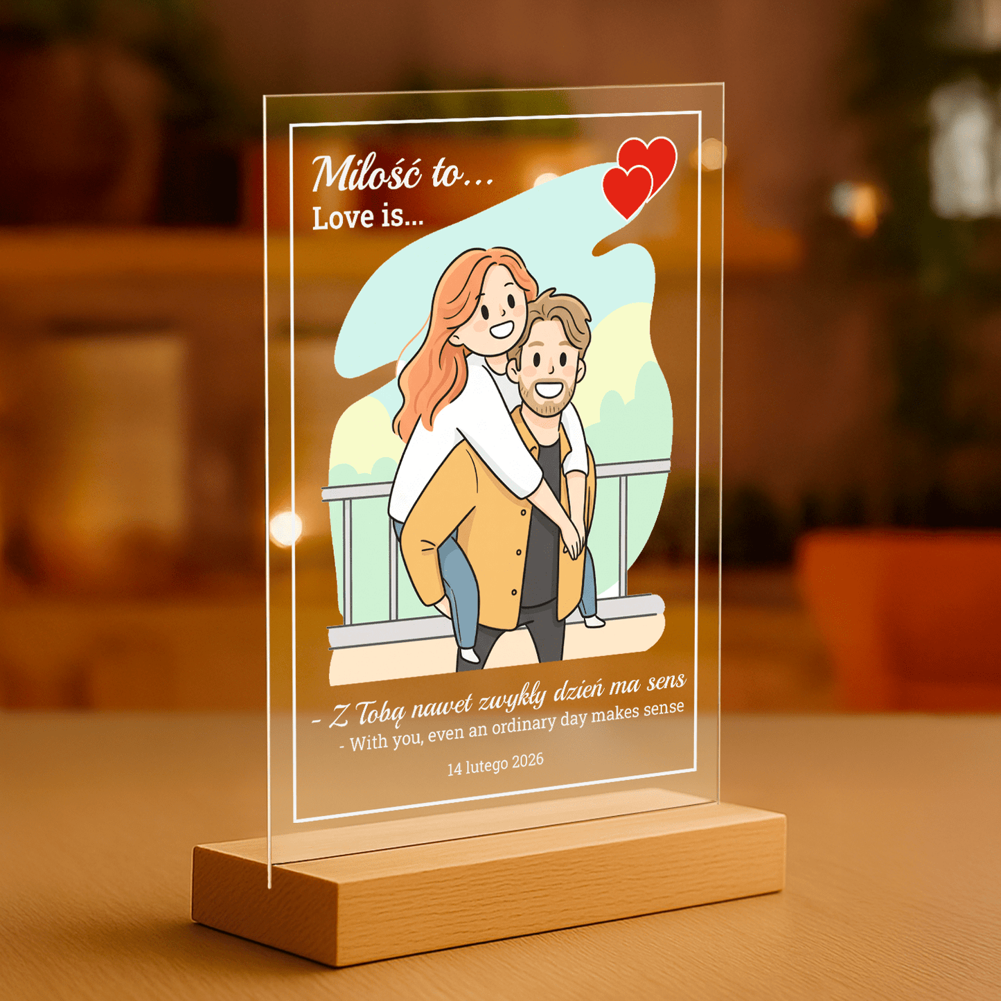 Wyjątkowa miłość - personalizowany druk na szkle dla pary - Emmygift.pl