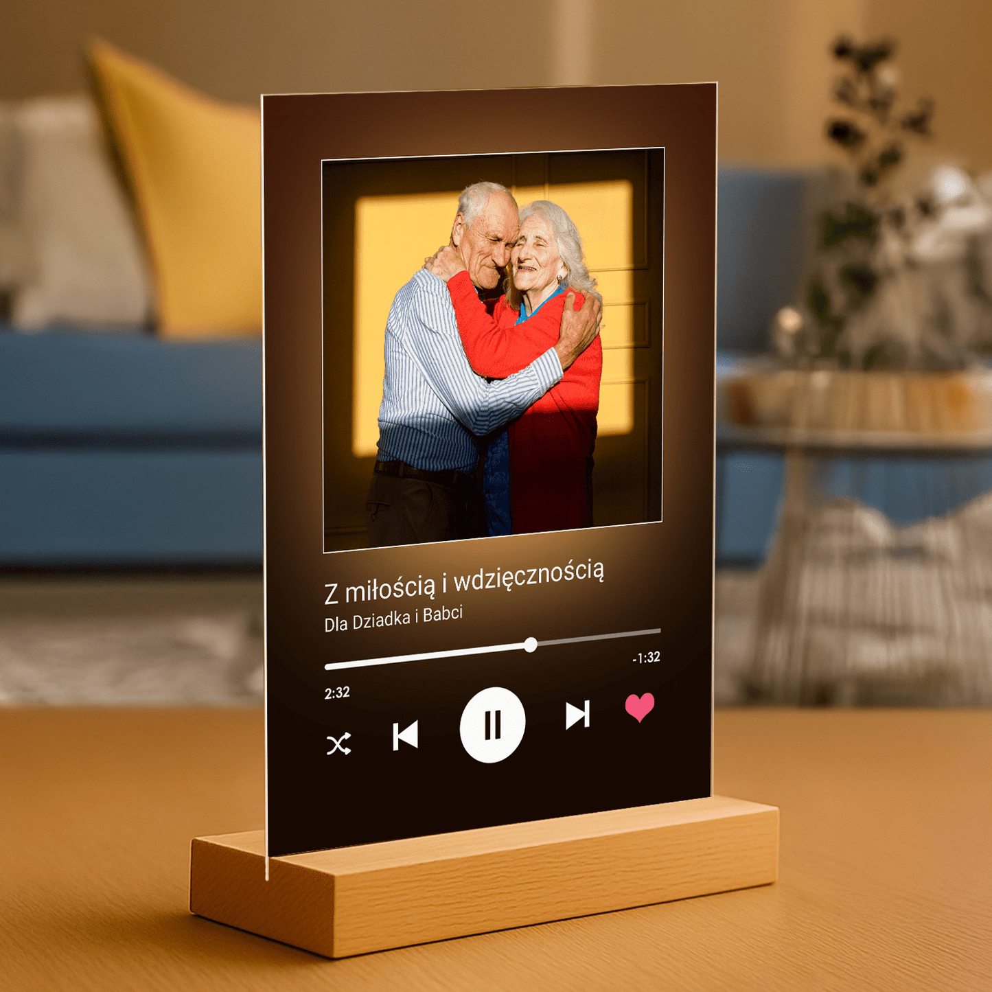Z miłością i wdzięcznością dla dziadków - personalizowany druk na szkle dla dziadków - Emmygift.pl
