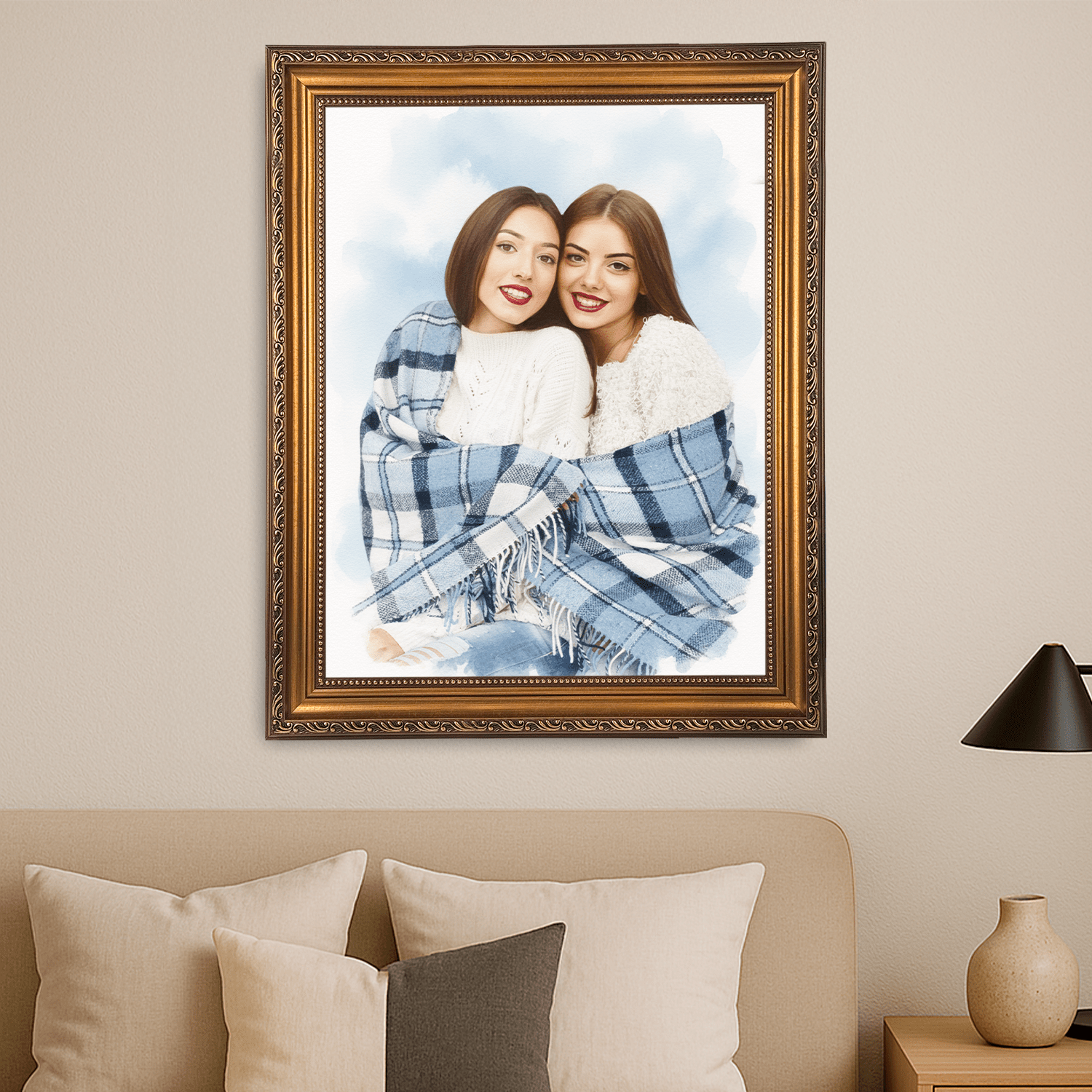 Z najlepszą przyjaciółką - portret na płótnie dla przyjaciółki - Emmygift.pl