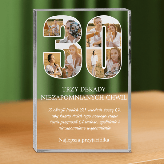 Z okazji 30 urodzin przyjaciółki - personalizowany druk na grubym szkle dla przyjaciółki - Emmygift.pl