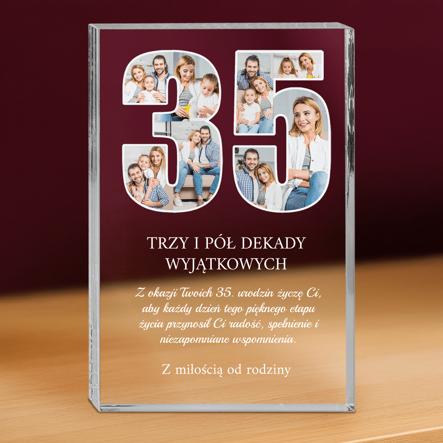 Z okazji 35 urodzin - personalizowany druk na grubym szkle dla żony - Emmygift.pl