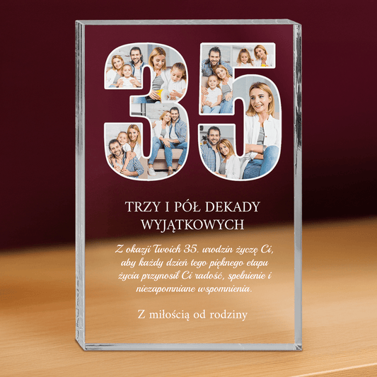 Z okazji 35 urodzin - personalizowany druk na grubym szkle dla żony - Emmygift.pl