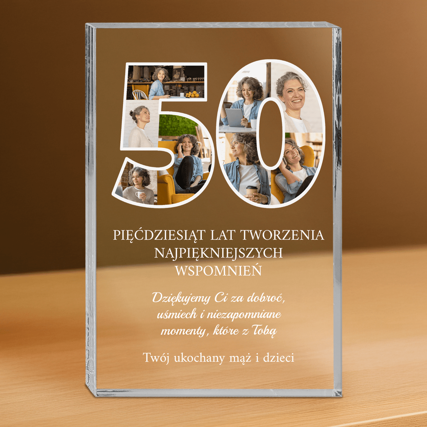 Z okazji 50 urodzin - personalizowany druk na grubym szkle dla żony - Emmygift.pl