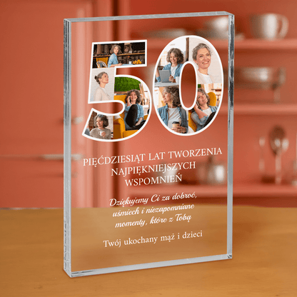 Z okazji 50 urodzin - personalizowany druk na grubym szkle dla żony - Emmygift.pl