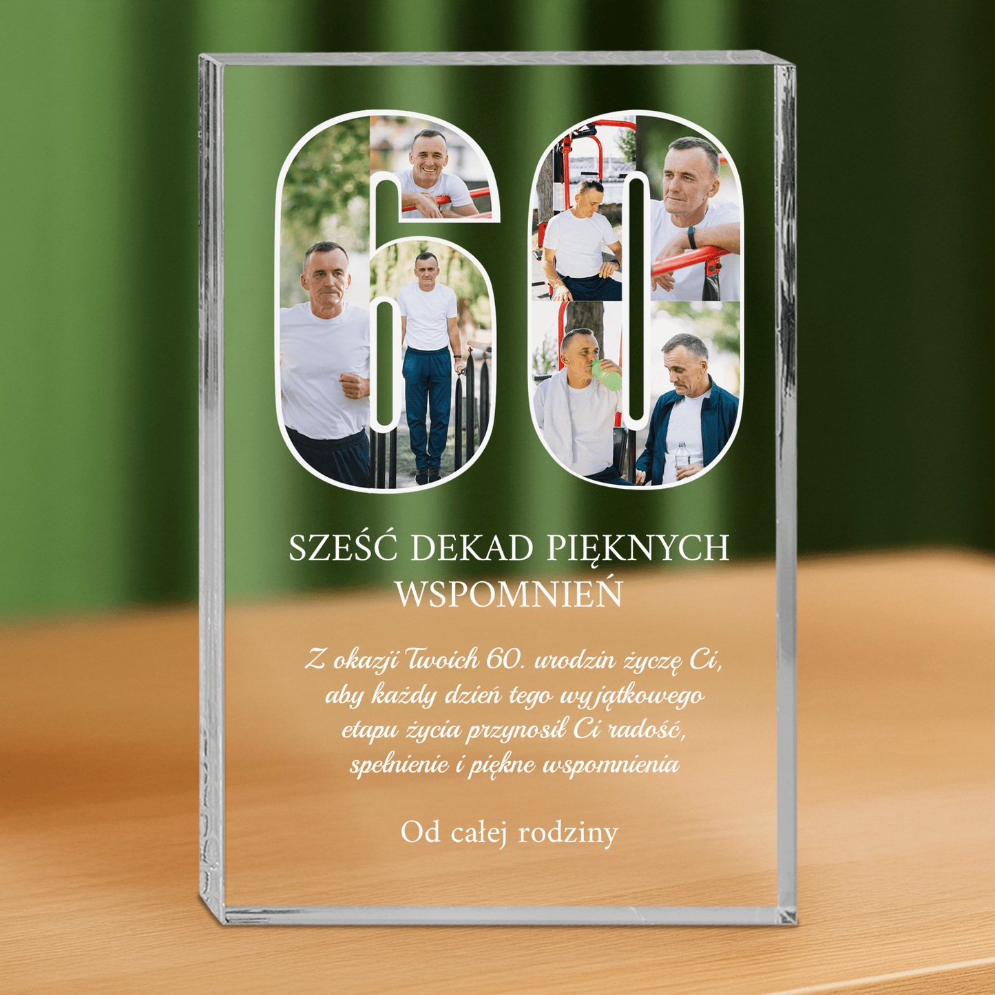 Z okazji 60 urodzin - personalizowany druk na grubym szkle dla mężczyzny - Emmygift.pl