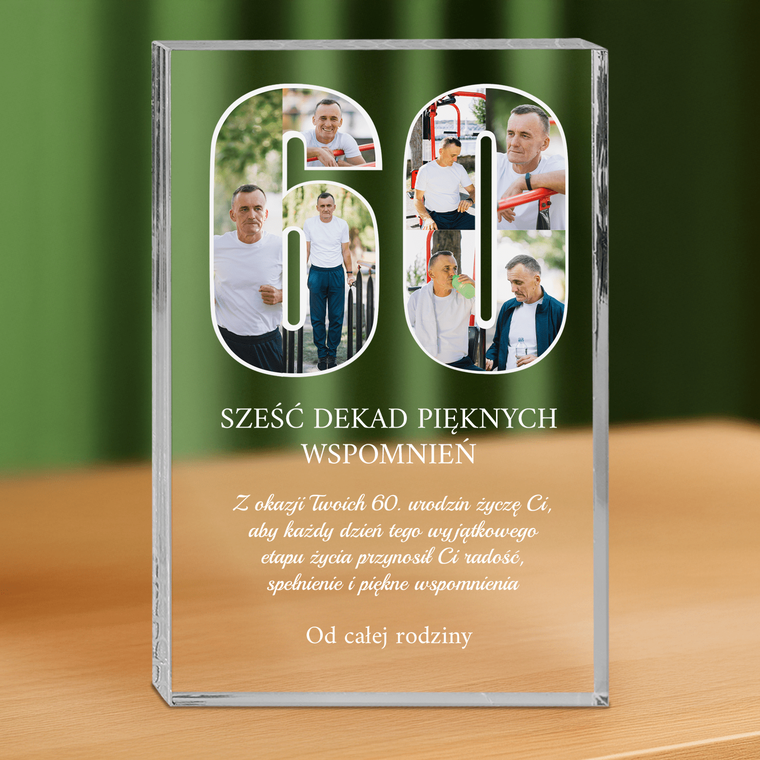 Z okazji 60 urodzin - personalizowany druk na grubym szkle dla mężczyzny - Emmygift.pl