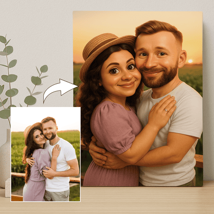 Zakochana para jak z bajki - portret na płótnie dla pary - Emmygift.pl