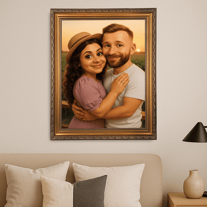 Zakochana para jak z bajki - portret na płótnie dla pary - Emmygift.pl