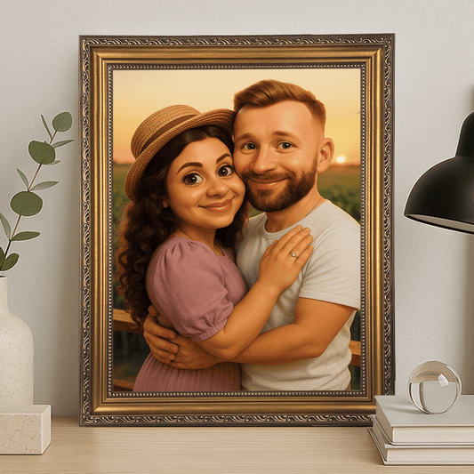 Zakochana para jak z bajki - portret na płótnie dla pary - Emmygift.pl