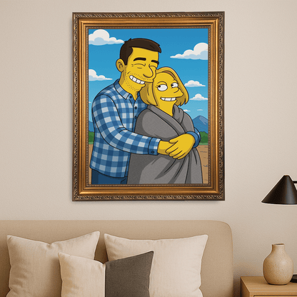 Zakochana para jak z Simpsonów - portret na płótnie dla pary - Emmygift.pl