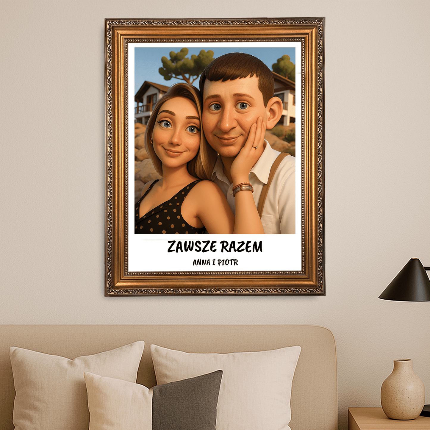 Zakochani zawsze razem - portret na płótnie dla pary - Emmygift.pl