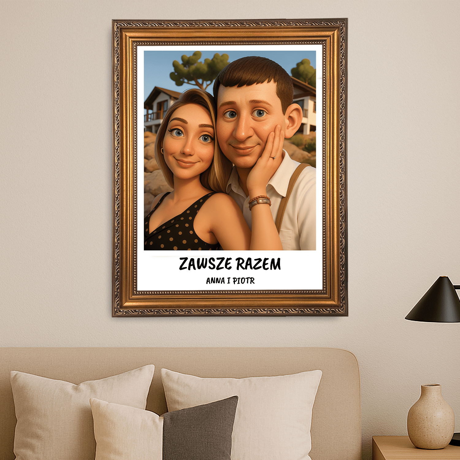 Zakochani zawsze razem - portret na płótnie dla pary - Emmygift.pl