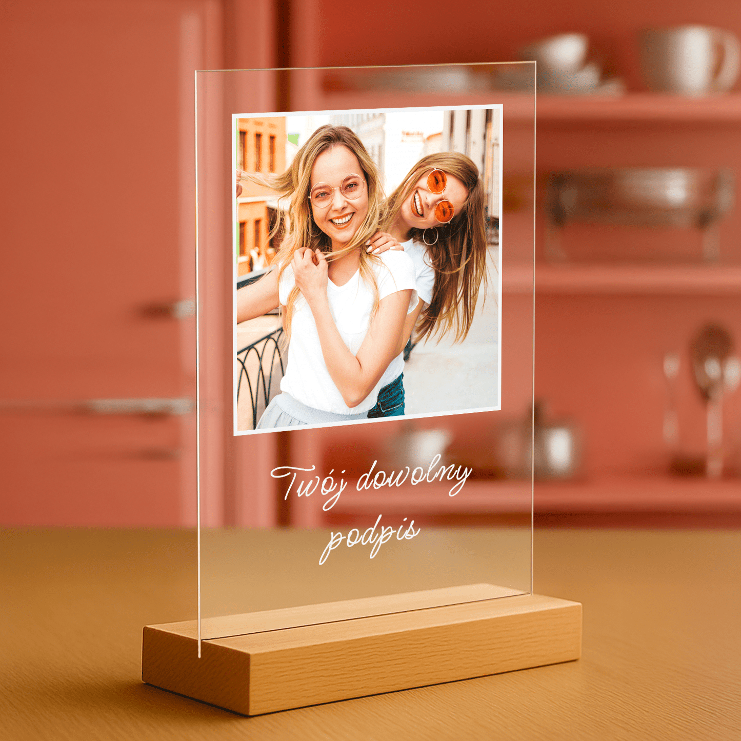 Zdjęcie przyjaciółek + dowolny podpis - personalizowany druk na szkle dla przyjaciółek - Emmygift.pl