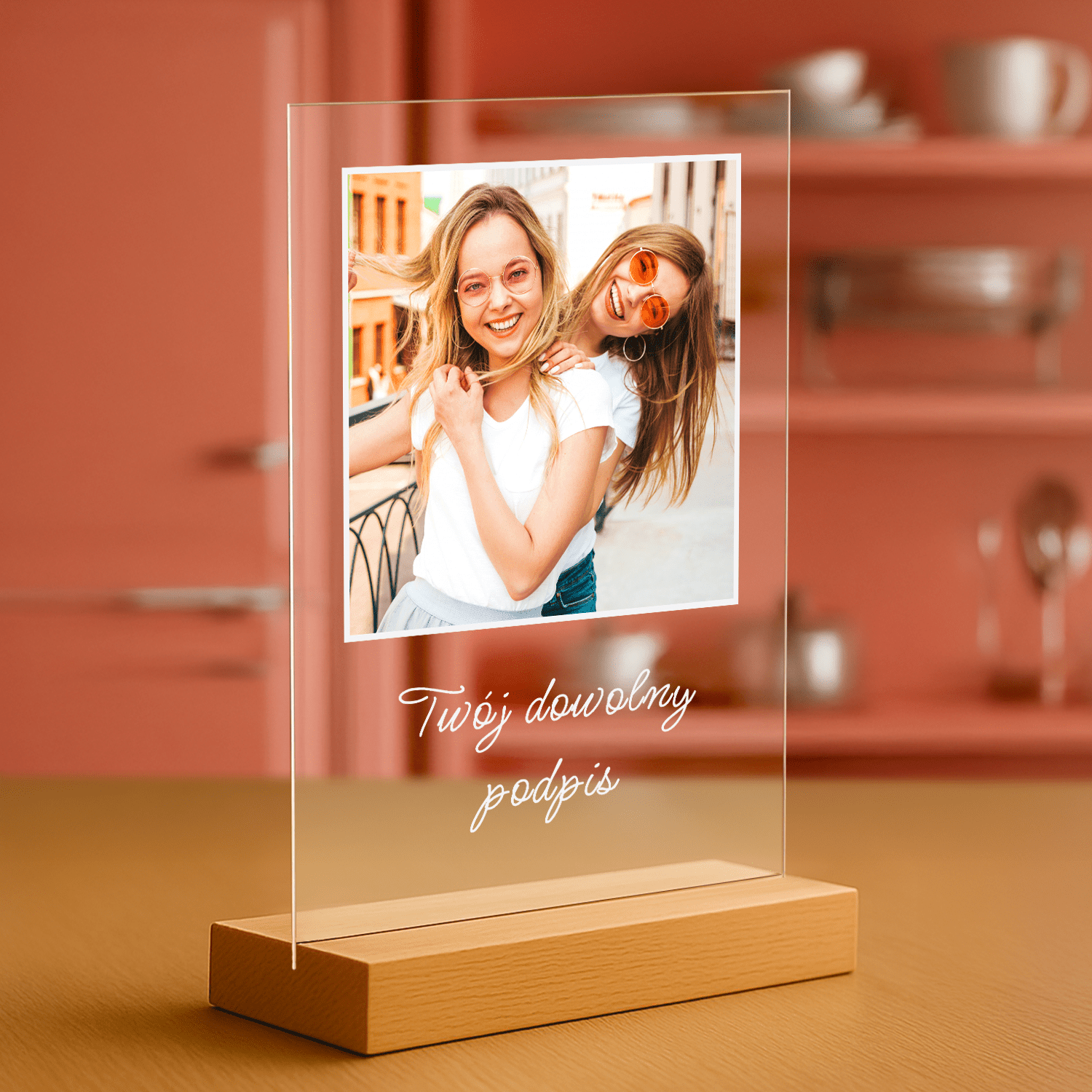 Zdjęcie przyjaciółek + dowolny podpis - personalizowany druk na szkle dla przyjaciółek - Emmygift.pl