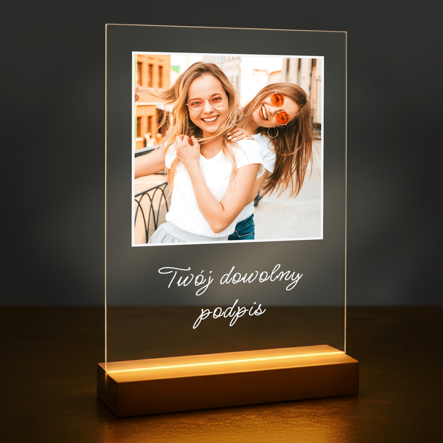 Zdjęcie przyjaciółek + dowolny podpis - personalizowany druk na szkle dla przyjaciółek - Emmygift.pl