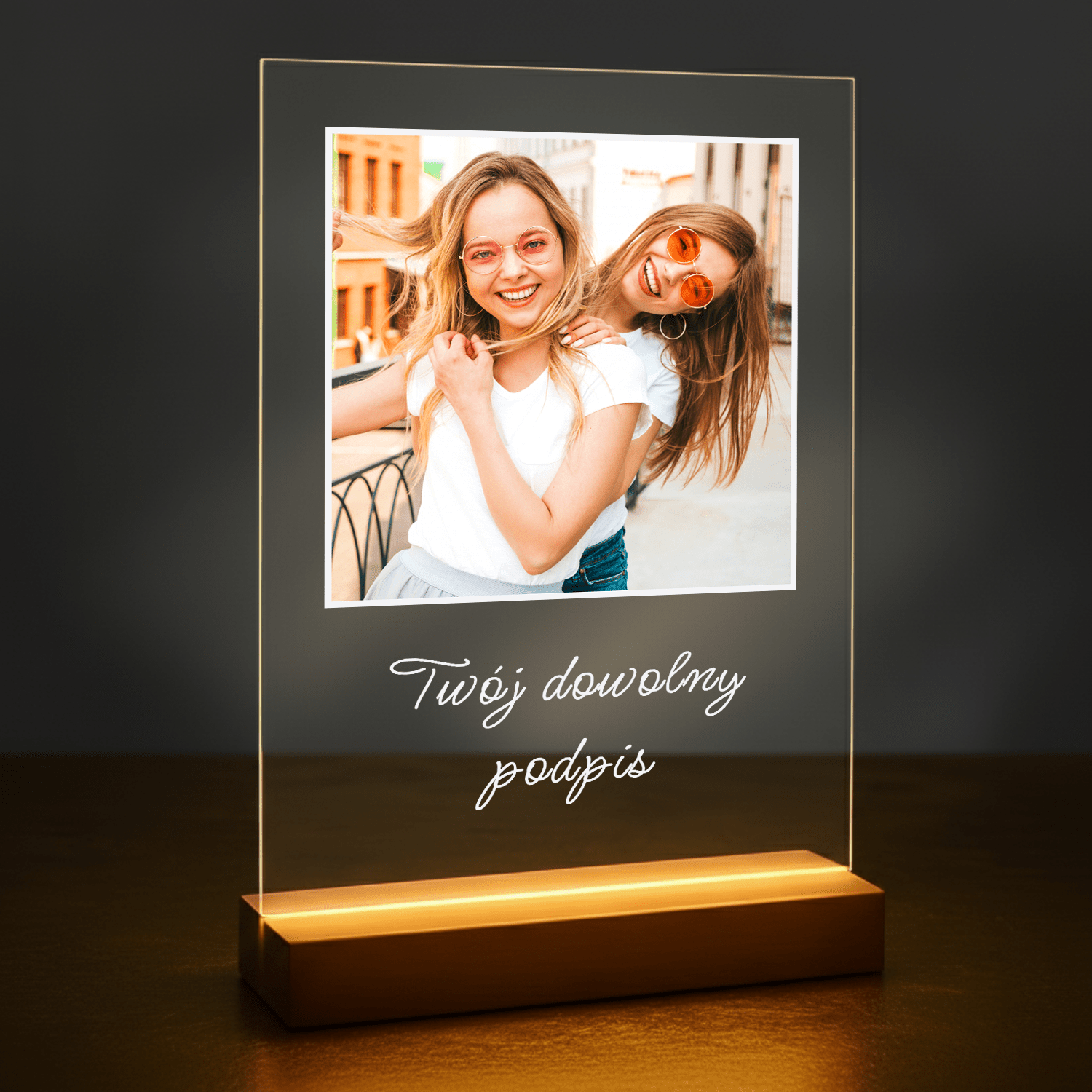 Zdjęcie przyjaciółek + dowolny podpis - personalizowany druk na szkle dla przyjaciółek - Emmygift.pl