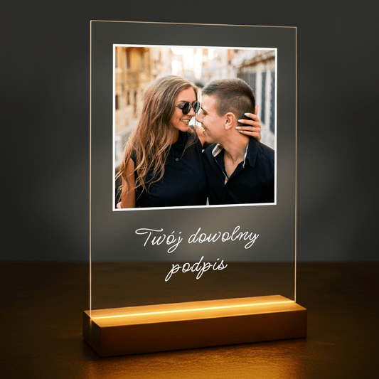 Zdjęcie z dowolnym napisem - personalizowany druk na szkle dla pary - Emmygift.pl