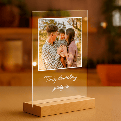 Zdjęcie z rodzicami + dowolny podpis - personalizowany druk na szkle dla rodziców - Emmygift.pl