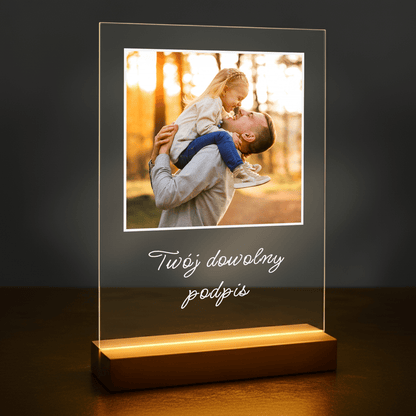 Zdjęcie z tatą + dowolny podpis - personalizowany druk na szkle dla taty - Emmygift.pl