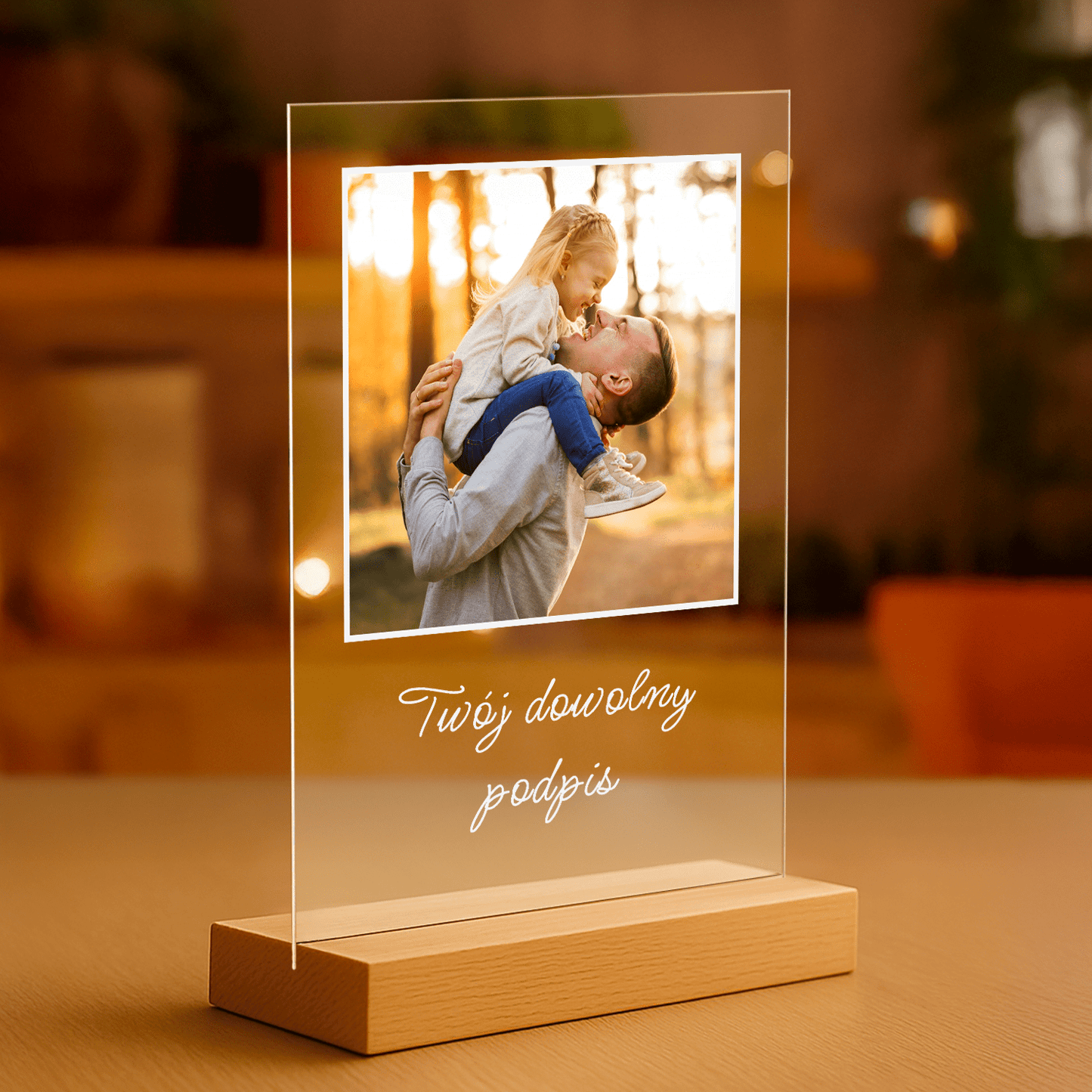 Zdjęcie z tatą + dowolny podpis - personalizowany druk na szkle dla taty - Emmygift.pl