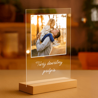 Zdjęcie z tatą + dowolny podpis - personalizowany druk na szkle dla taty - Emmygift.pl