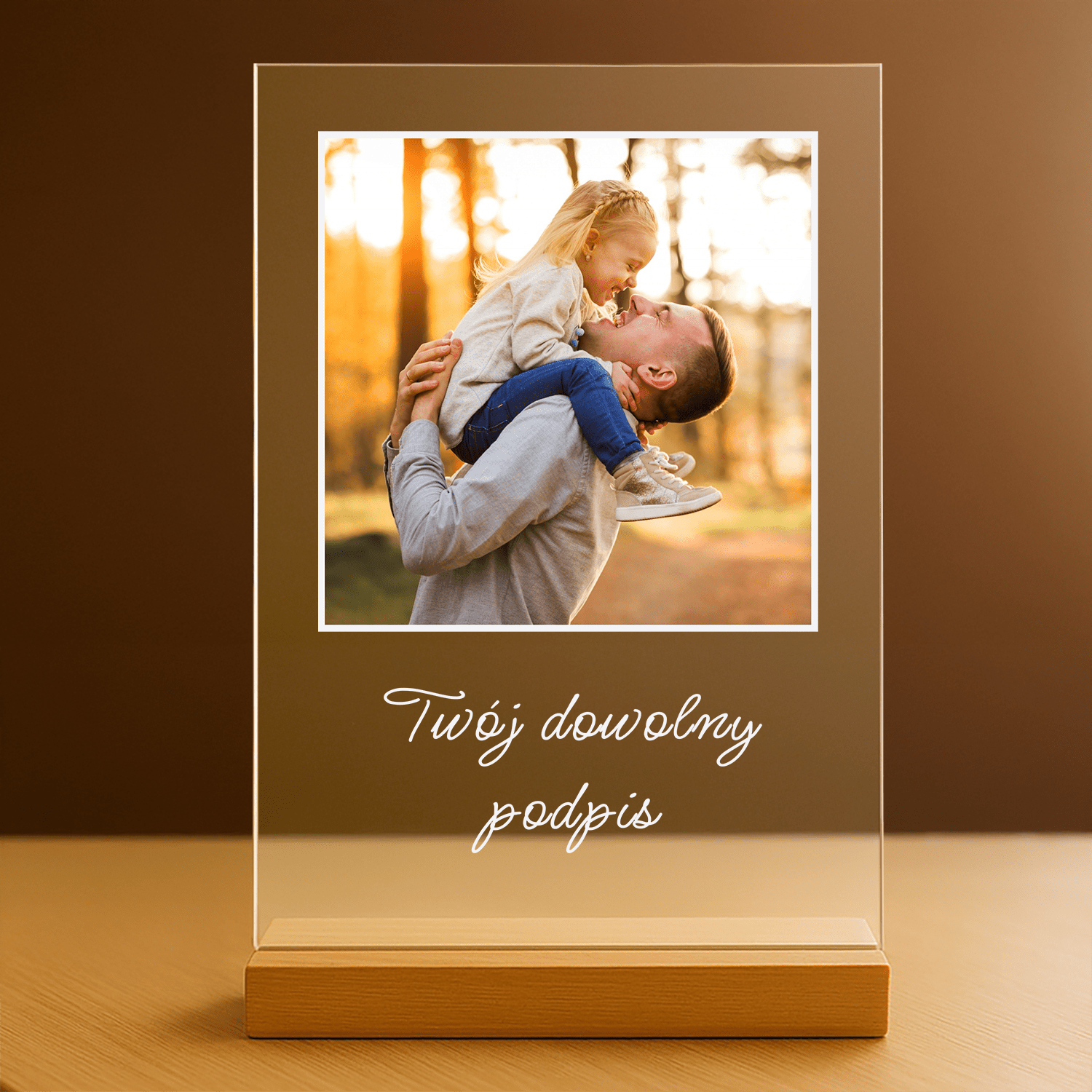 Zdjęcie z tatą + dowolny podpis - personalizowany druk na szkle dla taty - Emmygift.pl