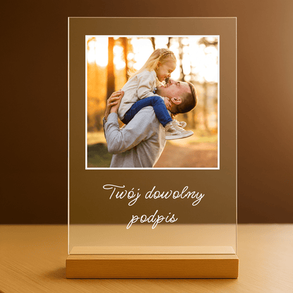 Zdjęcie z tatą + dowolny podpis - personalizowany druk na szkle dla taty - Emmygift.pl