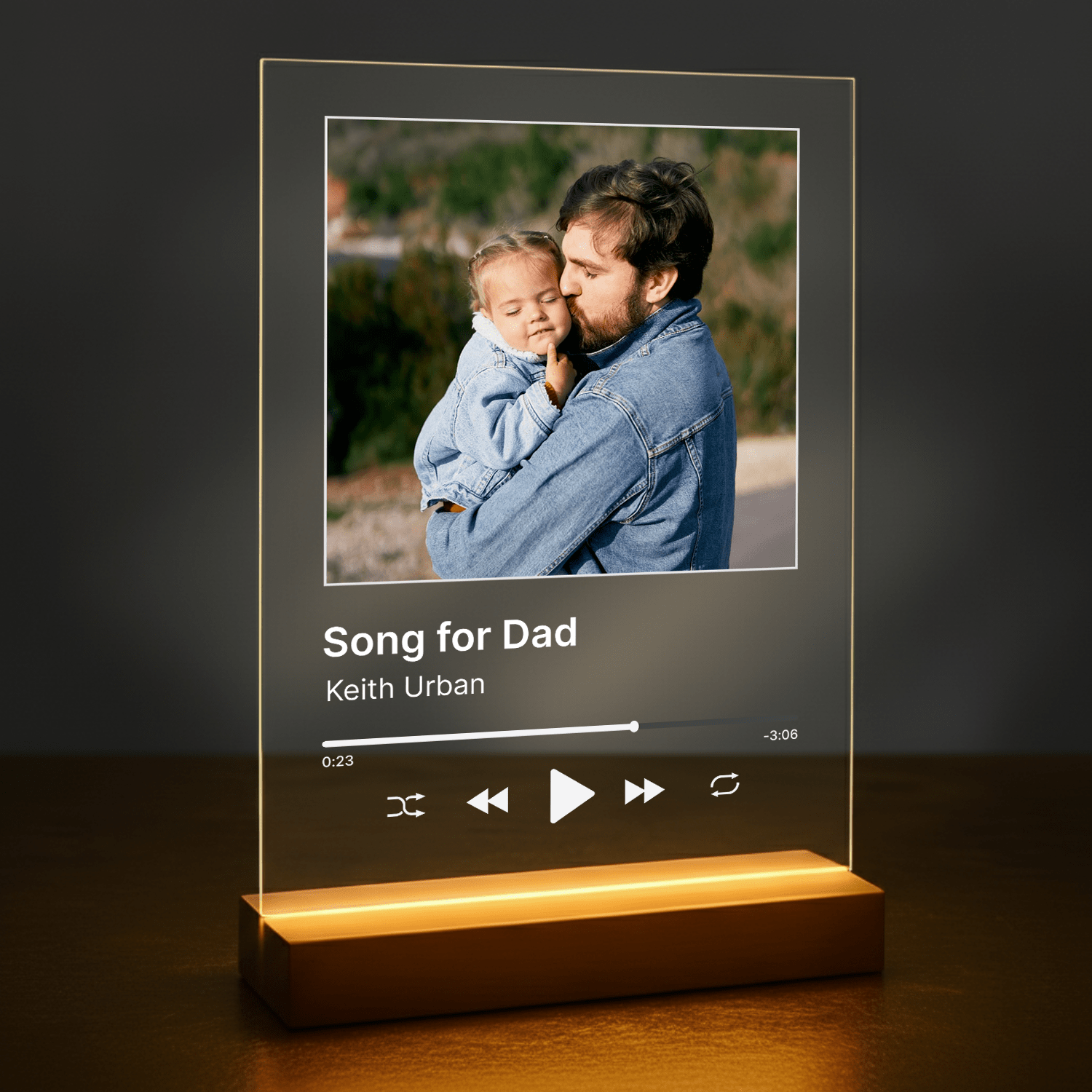 Zdjęcie z tatą + piosenka - druk na szkle akrylowym dla taty - Emmygift.pl