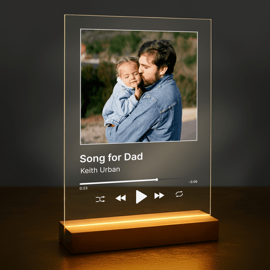 Zdjęcie z tatą + piosenka - druk na szkle akrylowym dla taty - Emmygift.pl