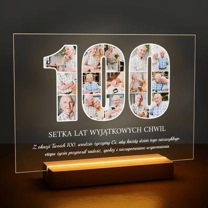 Życzenia na 100 urodziny - druk na szkle akrylowym dla dziadka - Emmygift.pl